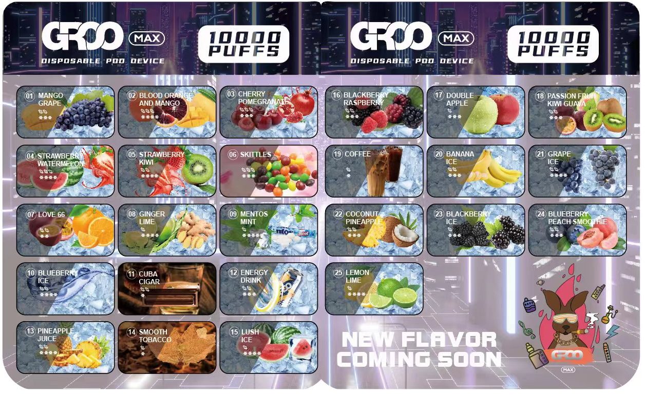 groo max flavors card