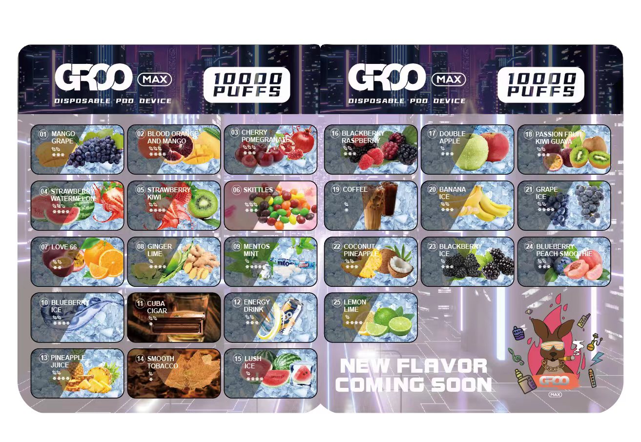 groo max flavors card